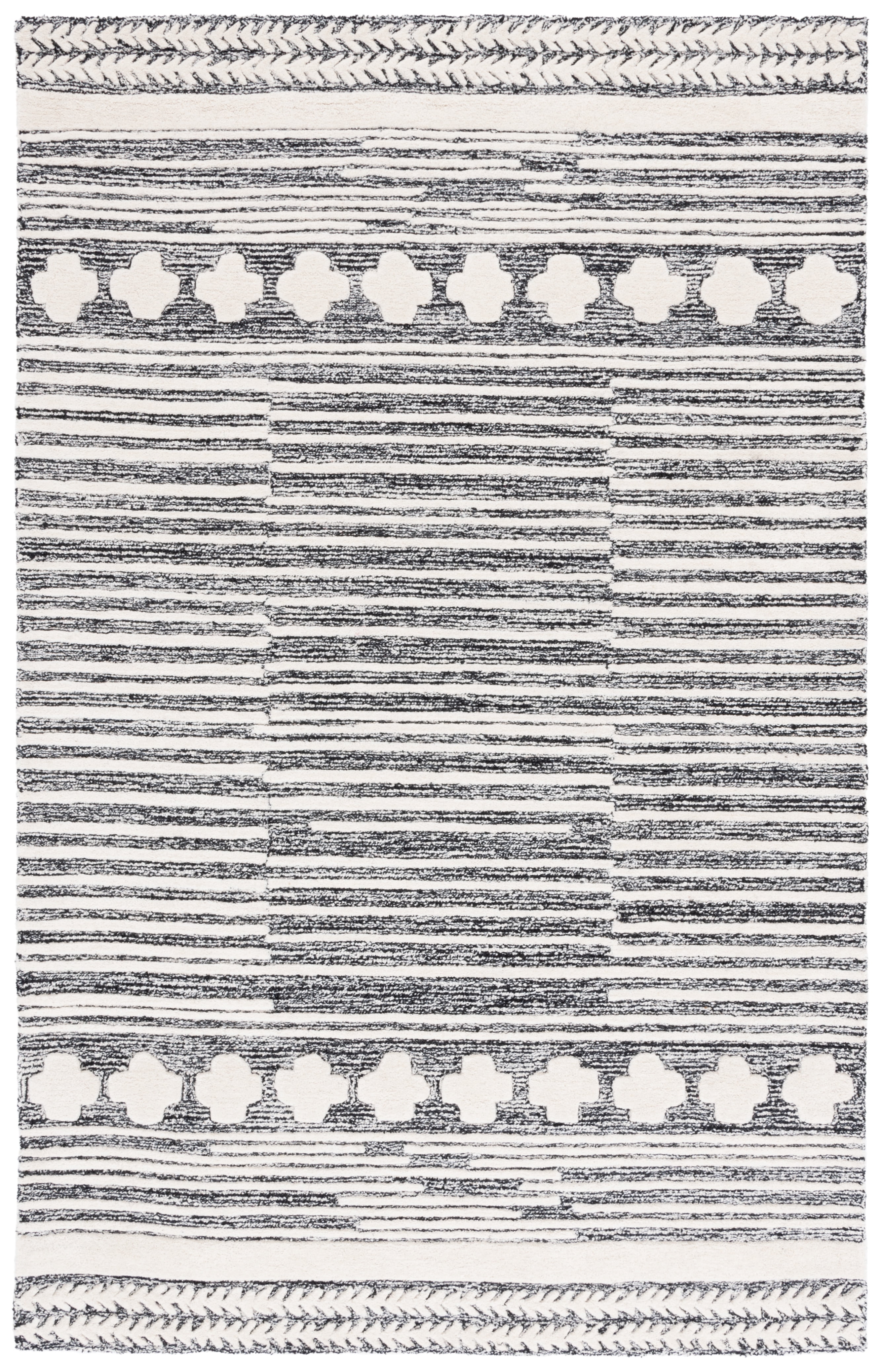 SAFAVIEH Abstract Layne Abstract Area Rug, Black/Ivory, 6' x 9'