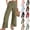 #03 Dark Green, variant on Linen Pants for Women 2026 Summer Elastic High Waist Split Hem Pants Casual Loose Fit Drawstring Trousers with Pocket, White XXL