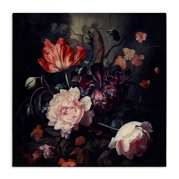 Stupell Industries Transitional Dark Elegant Flowers Canvas Art, 36 x 36, by Lazar Studio