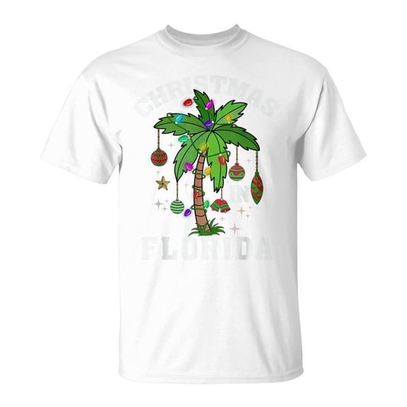 SR Christmas In Florida Deck The Palm Tree Xmas Winter Vacation T-Shirt