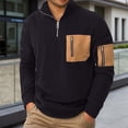 thumbnail image 2 of Mens Sweatshirts Utility Quarter Zip Pullover Top Multiple Pockets Stand Collar Long Sleeve Loose for Outdoor Black XL, 2 of 7