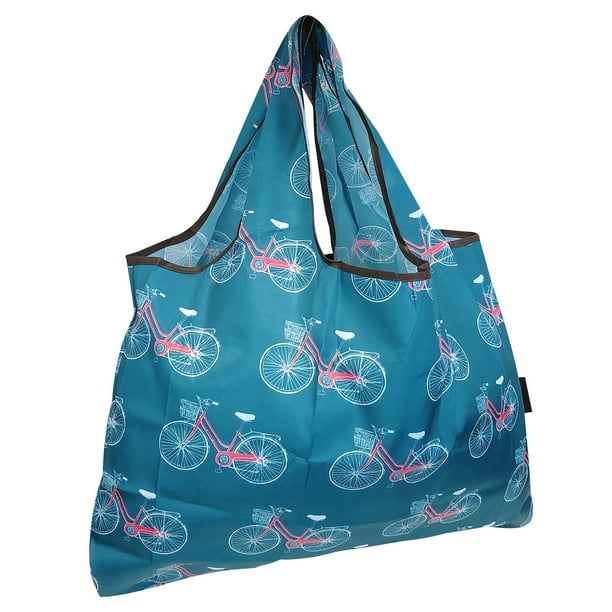 Wrapables EcoFriendly Large Nylon Reusable Shopping Bag, Biycycles