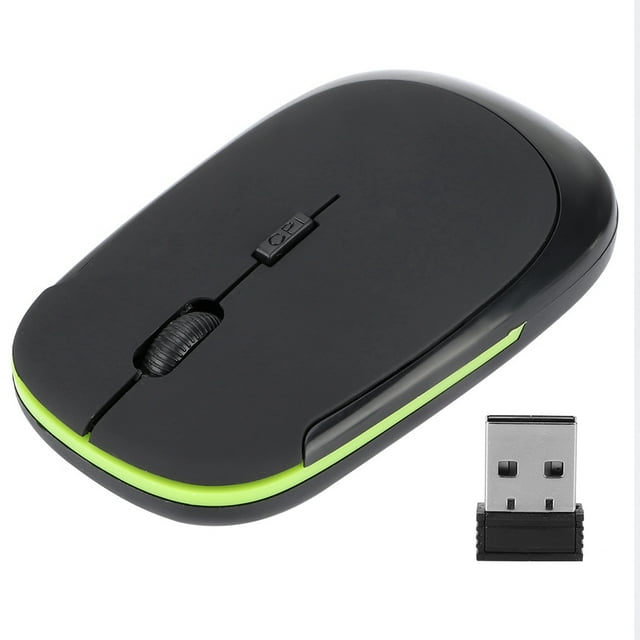 Ratón inalámbrico USB ultrafino de 2,4 G y 1200 DPI con posicionamiento óptico ergonómico para portátil, color negro
