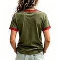 thumbnail image 3 of Never Forget 9/11 Shirt for Women Patriotic V-Neck Tee with Red Trim & 25 Years Patch, Soft Cotton Relaxed Fit American Flag Memorial Top Army Green L, 3 of 3