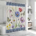 thumbnail image 6 of Blue Wildflowers Shower Curtain, Waterproof Shower Curtains for Bathroom, Farmhouse Country Spring Butterfly Floral Washable Fabric Bathtub Curtain Set Bath Decor with 12 Hooks 48"x72", 6 of 8