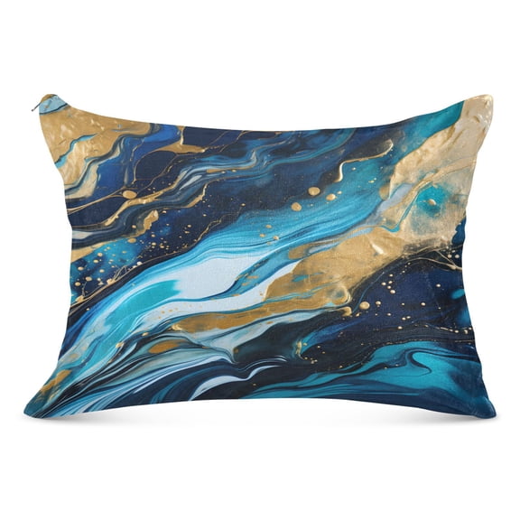 Light Navy Blue Marble Plush Pillow Cases Standard Size Ultra Soft Warm Pillowcases with Zipper 20"x26"