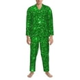 thumbnail image 4 of Kll Green Glitter Sleepwear Mens Flannel Pajamas,Long Cotton Pj Set, 4 of 9