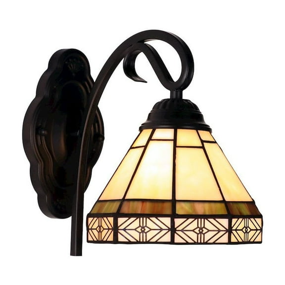 CHLOE Lighting Belle Mission-Style 1- Light Blackish Bronze Finish Wall Sconce 7" Shade