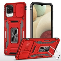 Compatible for Samsung Galaxy A22 5G 6.6 Inch, Heavy Duty TPU Protective Anti-Shock Case with Camera Slide Ring Kickstand Phone Cover for Samsung Galaxy A22 5G,Red