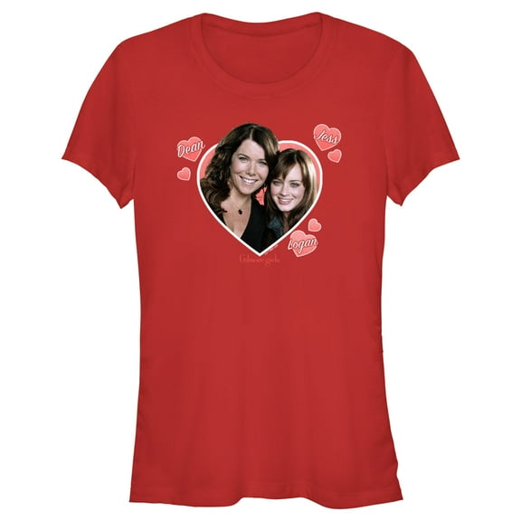 Junior's Gilmore Girls Rory and Lorelai Photo Heart  Graphic Tee Red Large
