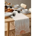 thumbnail image 3 of Abstract Art Burlap Cotton Table Runner 13x70 Inches Long, Orange Lines Simple Retro Middle Century Farmhouse Table Runners, Outdoor Dining Tablecloths Decor for Baby Shower/Party/Wedding, 3 of 6