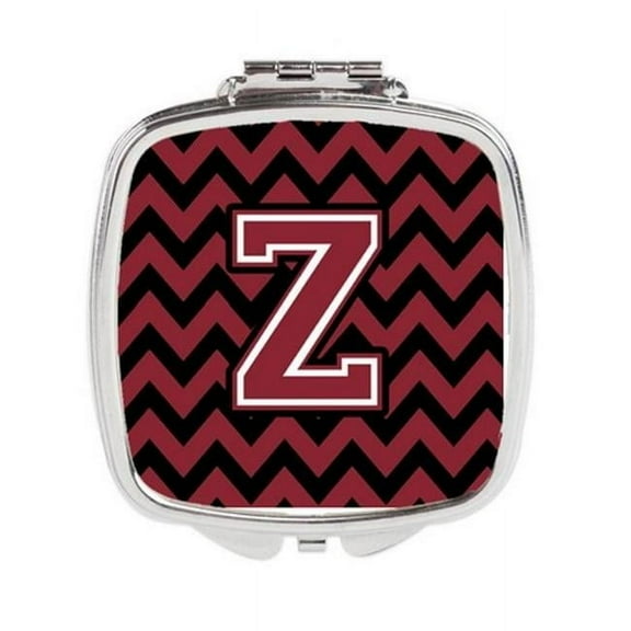 Letter Z Chevron Garnet & Black Compact Mirror - Garnet & Black - 3in. H x 0.3in. W x 2.75in. L