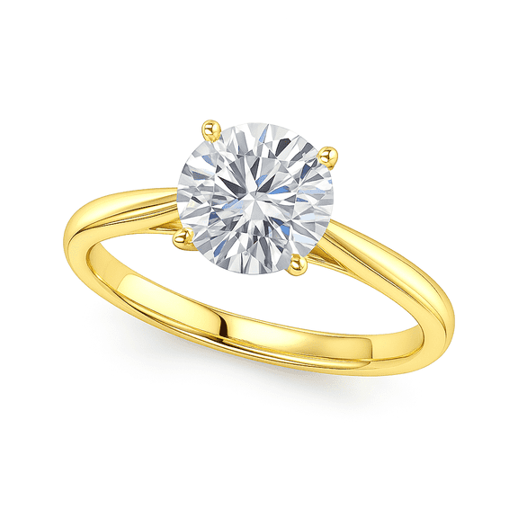 KohinoorGems Elegant 0.33 Ct Round Moissanite Solitaire Ring in 14K Gold – 4-Prong Classic Setting