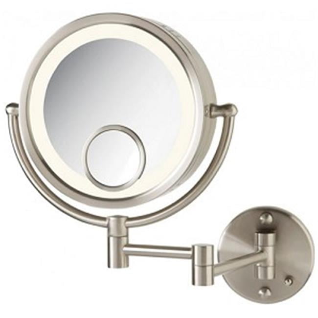 Jerdon Style HL8515N 8.5 in., 7X-1X-15X Halo Lighted Wall Mirror, Nickel  Finish