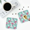 thumbnail image 4 of Vsdgher Flamingo Leather Coasters for Drinks, Durable Drink Coasters 4 Set for Tabletop Protection, Luxurious Home Décor and Housewarming Gift ( {designName})Square, 4 of 6