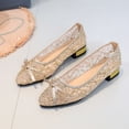 thumbnail image 6 of Samdudou Flats for Women Closed Toe Pointed Front Low Block Heel Slip On Shoes Romantic Sheer Mesh Lace Bowknot Detail Dressy Footwear for Wedding Evening Party, 6 of 6
