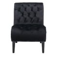 thumbnail image 3 of Upholstered Accent Chair for Living Room, Velvet Tufted Armless Chaise Lounge, Modern Leisure Sofa Chair with Wood Legs for Home Living Room Bedroom Apartment, Black, 3 of 7