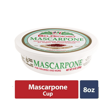 BelGioioso Mascarpone Cheese, Specialty Spreadable Cheese, 8 oz Refrigerated Plastic Cup-Pack Of 2