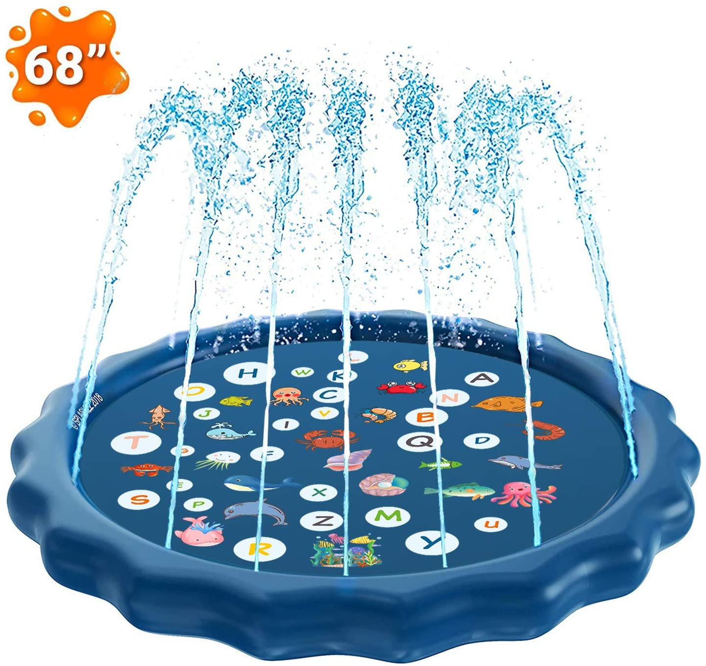 68 Splash Pad,Childrens Wading Pool,Sprinkler Toddler Toys Summer Inflatale Water Toys Outdoor Water Table Swimming Pool for Babies and Toddlers 3 in 1 Baby Pool