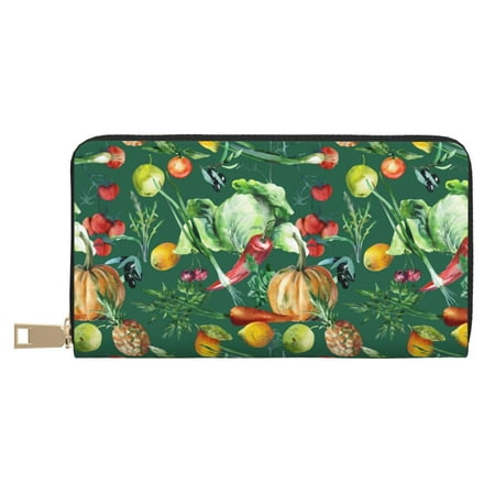 Leather Thin Slim Wallets for Women Men - Vegan Clutch Card Wallet for Women Men with Zipper