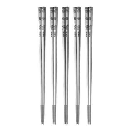 

Lixi 5 Pairs of House Mildew-proof Stainless Steel Chopsticks Durable Chopsticks