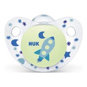 NUK Cute-as-a-Button Glow-in-the-Dark Orthodontic Pacifiers, Boy, 0-6 Months, 2-Pack