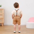 thumbnail image 4 of ZOEREA  Toddler Baby Boy Outfits Boys Gentleman Wedding Suits Set Summer Formal Short Shirt/Bowtie/Suspender 1-5T, 4 of 11