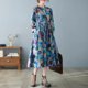 thumbnail image 5 of Vestido, Vestido suelto de mujer con bolsillo Estampado floral Manga larga Cintura con cordón Vestid Meterk Azul/Grande, 5 of 7