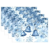 Ryvnso Placemats Set of 4 Christmas Snowflakes Bells Dining Mats Heat-Resistant Non-Slip Washable Table Mat