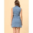 thumbnail image 4 of INSPIRE CHIC Vestido Vaquero Sin Mangas Con Botones Y Cinturón Para Mujer Azul claro XS, 4 of 5