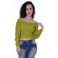thumbnail image 3 of Moomaya Off-Shoulder Crop Top Smocked Waist Summer Casual Top For Womens, 3 of 4
