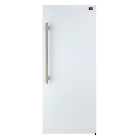 Forno Maderno 28-Inch Convertible Freezer/Refrigerator in White with Antique Brass Handle, 13.6 cu.ft. Right Swing