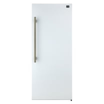Forno Maderno 28-Inch Convertible Freezer/Refrigerator in White with Antique Brass Handle, 13.6 cu.ft. Right Swing