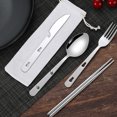 thumbnail image 4 of Equipo de camping, juego combinado portátil de cuchara, tenedor, cuchillo y palillos de acero inoxidable, 4 of 5