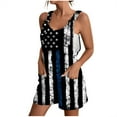 thumbnail image 2 of American Flag Shorts for Women Independence Day Romper Loose Knot Front Wide Leg Jumpsuit with Pockets, Multicolor, L, 2 of 2