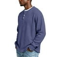 thumbnail image 3 of Lumtrix Men's Waffle Henley Shirts Crewneck Lightweight Top Long Sleeve Causal Button Down Pullover T Shirt Navy S, 3 of 7