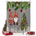 thumbnail image 2 of Grey Gnomes Christmas Shower Curtain, Xmas Tree Balls Snowflake Waterproof Fabric Shower Curtains with 12 Hooks, Bathroom Curtain Set for Bathroom Accessories Decor, 72 x 84 Inches, 2 of 9