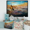 thumbnail image 2 of Designart 'Boats During Evening Sunset In The Ocean II' Nautical & Coastal Framed Canvas Wall Art Print, 2 of 5