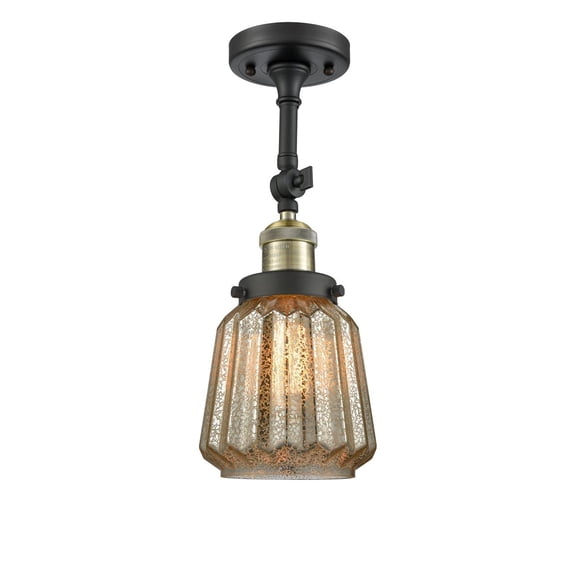 innovations chatham 1 light dimmable led semi-flush mount - black antique brass - 201f-bab-g146-led