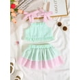thumbnail image 2 of PureChapter Toddler Girls Striped Straps Crop Top & Layered Ruffle Skirt Set 2-Piece Summer Clothes, 2 of 8