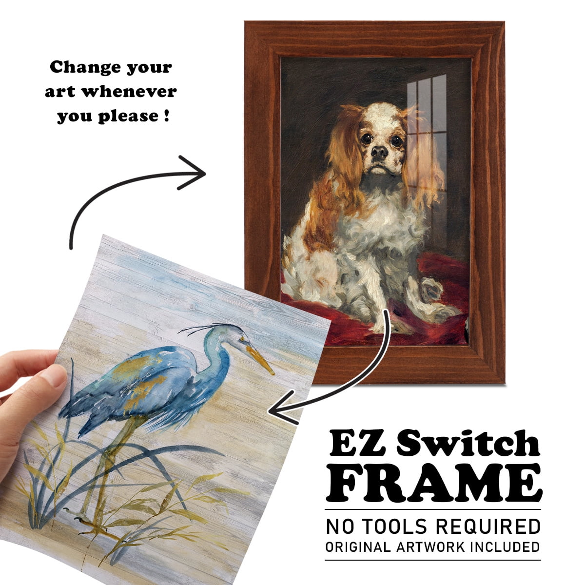 Blue Heron I -Framed Print w/glass-Chestnut