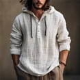 thumbnail image 2 of New Men's Casual Blouse Cotton Linen T-Shirt Loose Tops Long Sleeve Tee Shirt Spring Autumn Casual Men's Shirts Hoodie, 2 of 5
