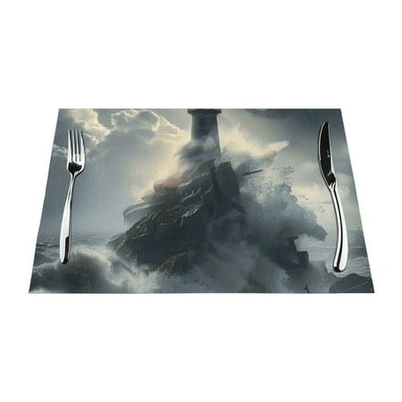 

scene art Table mat can be wiped dinner mat set felt can be wiped heat-resistant waterproof and non slip dinner mat rectangular thick mat