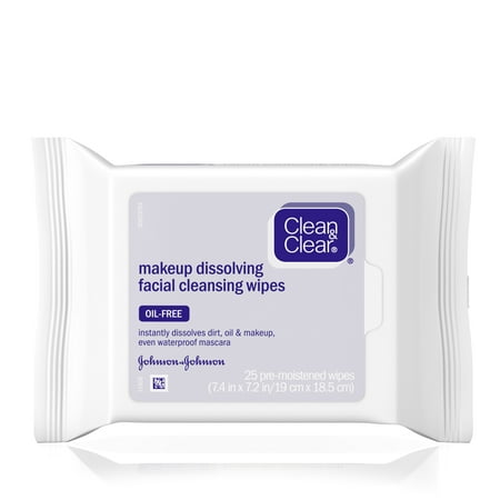 (2 pack) Clean & Clear Oil-Free Makeup Dissolving Facial Cleansing Wipes 25