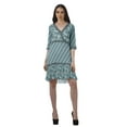 thumbnail image 2 of Moomaya Georgette Printed Wrap Style V-Neck Mini Dress For Women Casual Outfit, 2 of 6