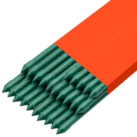 KFFKFF Garden Stakes, 25 Pack, 82.68 Inch, Plastic-Coated Metal Plant Support Sticks, Durable with Pointed Ends and Non-Slip Bumps for Climbing Plants and Outdoor Vegetables