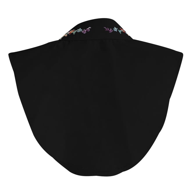 Qarigey Cuello Desmontable Colorido Bordado Invierno Cuello Algodón Media Camisa Blusa Solapa Prendas para la parte del cuerpo negro