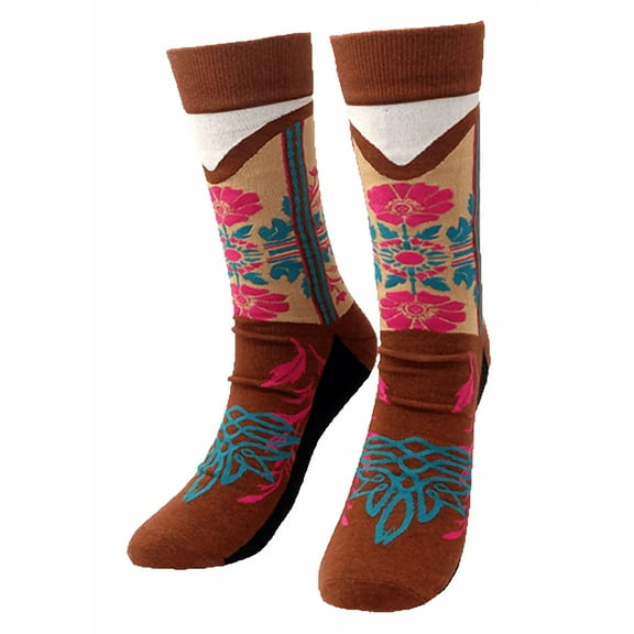 Flower Cowboy Boot Knit Sock