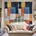 thumbnail image 2 of Abstract Stitching Swag Curtain Valance for Windows, Yellow Blue White Stripe Art Window Treatments Short Swag Topper for Kitchen Windows Bathroom Bedroom, 36"x63", 2 of 8
