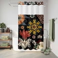 thumbnail image 6 of No Hook Shower Curtain, Bohemia Shower Curtains for Bathroom with See Through Top Window, Vintage Boho Floral Flowers Leaves Plants Black Waterproof & Washable Bath Curtain Stand Up Stall 36"x72", 6 of 9